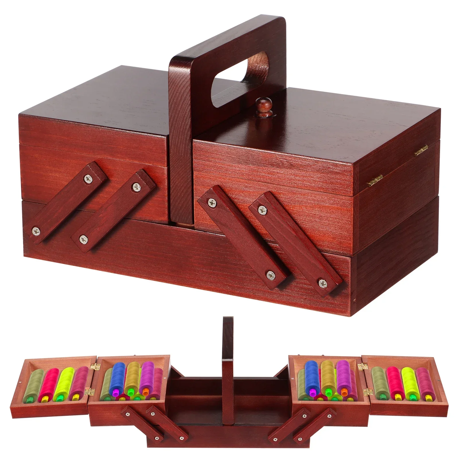 Kotak Benang Jahit Kayu Vintag - Reel Handle ulasan dan harga